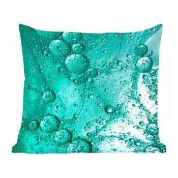 Декоративная подушка MuchoWow, диванная подушка, декоративная подушка для гостиной, 60 х 60 см, капли на бирюзовом фоне - чехол на подушку - хлопчатобумажная ткань - декоративные наволочки