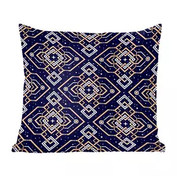 Декоративная подушка MuchoWow Диванная подушка Декоративная подушка для гостиной 60 x 60 см Рисунок — Линия — Оранжевый — 20-е годы — Чехол на подушку — Хлопчатобумажная ткань — Декоративные наволочки