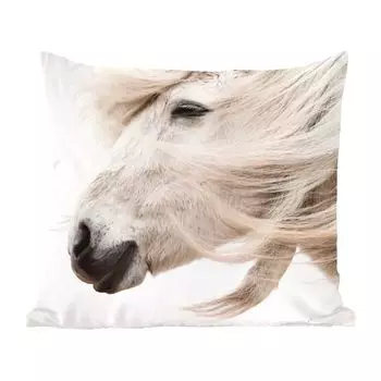 Декоративная подушка MuchoWow, диванная подушка, декоративная подушка для гостиной, 60 х 60 см, конская грива - белый - чехол на подушку - хлопчатобумажная ткань - декоративные наволочки