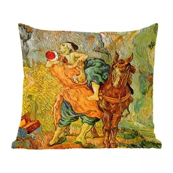 Декоративная подушка MuchoWow, диванная подушка, декоративная подушка для гостиной, 60 x 60 см, Добрый самаритянин - Винсент Ван Гог - чехол на подушку - хлопковая ткань - декоративные чехлы на подушки