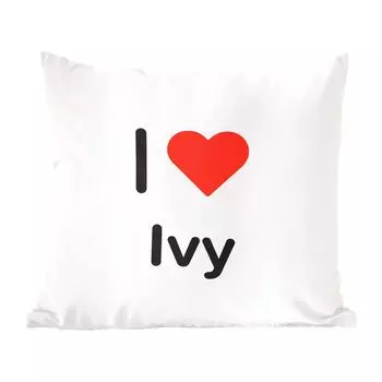 Декоративная подушка MuchoWow, диванная подушка, декоративная подушка для гостиной, 60 х 60 см, I love - плющ - девушка - чехол на подушку - хлопчатобумажная ткань - декоративные наволочки