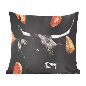 Декоративная подушка MuchoWow Диванная подушка Декоративная подушка для гостиной 60 x 60 см Шотландский горец - Золотой - Черный - Белый - Чехол на подушку - Хлопчатобумажная ткань - Декоративные наволочки