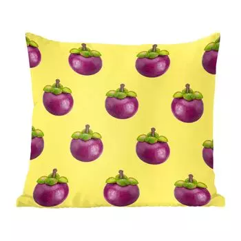 Декоративная подушка MuchoWow, диванная подушка, декоративная подушка для гостиной, 60 х 60 см, фруктовый узор, фиолетовый, чехол на подушку, хлопчатобумажная ткань, декоративные чехлы на подушки