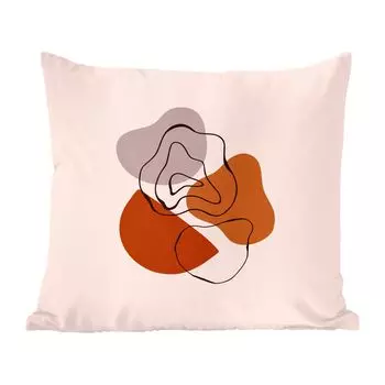 Декоративная подушка MuchoWow, диванная подушка, декоративная подушка для гостиной, 60 x 60 см, рисунок линий - абстрактный - розовый - чехол на подушку - хлопчатобумажная ткань - декоративные чехлы на подушки