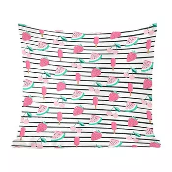 Декоративная подушка MuchoWow, диванная подушка, декоративная подушка для гостиной, 60 х 60 см, фрукты, розовый, узор, чехол на подушку, хлопчатобумажная ткань, декоративные чехлы на подушки