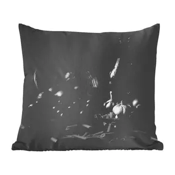 Декоративная подушка MuchoWow, диванная подушка, декоративная подушка для гостиной, 60 х 60 см, натюрморт - макароны - черно-белые - чехол на подушку - хлопчатобумажная ткань - декоративные наволочки