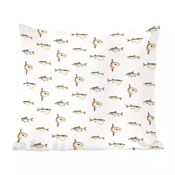 Декоративная подушка MuchoWow, диванная подушка, декоративная подушка для гостиной, 60 х 60 см, рыба - пастель - узор - чехол на подушку - хлопчатобумажная ткань - декоративные наволочки