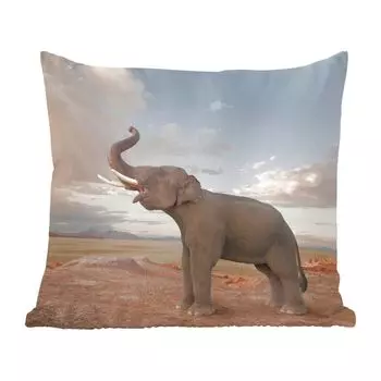 Декоративная подушка MuchoWow, диванная подушка, декоративная подушка для гостиной, 60 х 60 см, слон, холм, облако, чехол на подушку, хлопчатобумажная ткань, декоративные чехлы на подушки