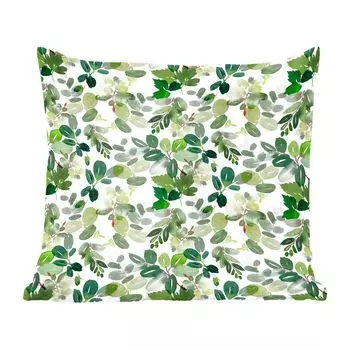 Декоративная подушка MuchoWow, диванная подушка, декоративная подушка для гостиной, 60 х 60 см, растения, акварель, зеленый, чехол на подушку, хлопчатобумажная ткань, декоративные чехлы на подушки