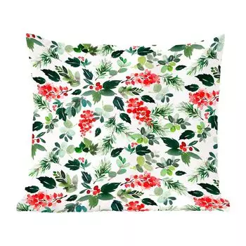 Декоративная подушка MuchoWow, диванная подушка, декоративная подушка для гостиной, 60 х 60 см, акварель - ягоды - красный - чехол на подушку - хлопчатобумажная ткань - декоративные чехлы на подушки