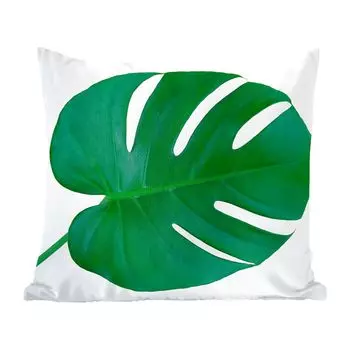 Декоративная подушка MuchoWow, диванная подушка, декоративная подушка для гостиной, 60 х 60 см, ботаническое растение на светло-сером фоне - чехол на подушку - хлопчатобумажная ткань - декоративные чехлы на подушки