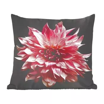 Декоративная подушка MuchoWow, диванная подушка, декоративная подушка для гостиной, 60 х 60 см, георгины, цветы, розовый, чехол на подушку, хлопчатобумажная ткань, декоративные чехлы на подушки