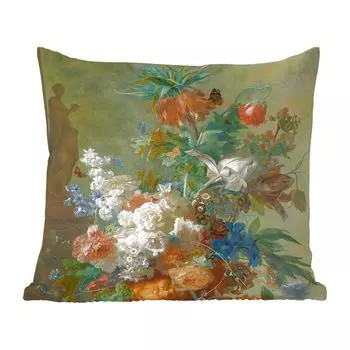 Декоративная подушка MuchoWow, диванная подушка, декоративная подушка для гостиной, 60 х 60 см, натюрморт с цветами - картина Яна ван Хейсума - чехол на подушку - хлопчатобумажная ткань - декоративные наволочки