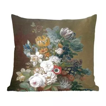Декоративная подушка MuchoWow, диванная подушка, декоративная подушка для гостиной, 60 х 60 см, натюрморт с цветами - картина Элке Йеллеса Элкема - чехол на подушку - хлопчатобумажная ткань - декоративные чехлы на подушки