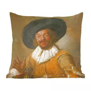 Декоративная подушка MuchoWow Диванная подушка Декоративная подушка для гостиной 60 x 60 см The Happy Drinker - Картина Франса Хальса - Чехол на подушку - Хлопчатобумажная ткань - Декоративные наволочки