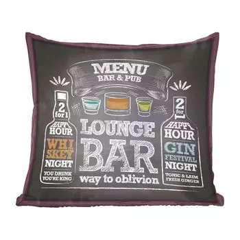 Декоративная подушка MuchoWow, диванная подушка, декоративная подушка для гостиной, 60 х 60 см, иллюстрация классной доски в баре - чехол на подушку - хлопчатобумажная ткань - декоративные чехлы на подушки, мультиколор