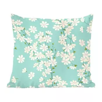 Декоративная подушка MuchoWow, диванная подушка, декоративная подушка для гостиной, 60 х 60 см, иллюстрация цветущей вишни - чехол на подушку - хлопчатобумажная ткань - декоративные наволочки