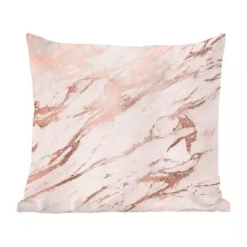 Декоративная подушка MuchoWow, диванная подушка, декоративная подушка для гостиной, 60 х 60 см, мрамор, белый, розовый, чехол на подушку, хлопчатобумажная ткань, декоративные чехлы на подушки