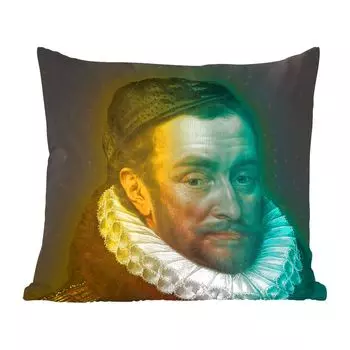 Декоративная подушка MuchoWow, диванная подушка, декоративная подушка для гостиной, 60 х 60 см, Вильгельм Оранский - искусство - живопись - чехол на подушку - хлопчатобумажная ткань - декоративные наволочки, мультиколор