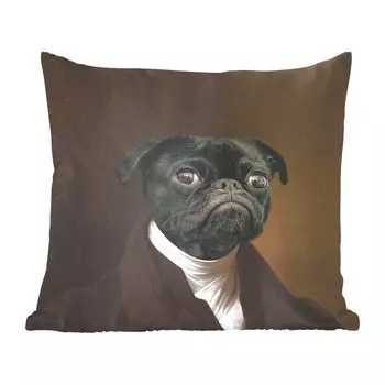 Декоративная подушка MuchoWow, диванная подушка, декоративная подушка для гостиной, 60 х 60 см, мопс, средневековый, одежда, чехол на подушку, хлопчатобумажная ткань, декоративные чехлы на подушки