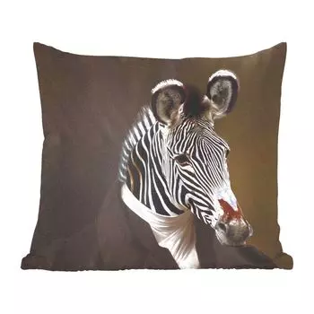 Декоративная подушка MuchoWow, диванная подушка, декоративная подушка для гостиной, 60 х 60 см, зебра - портрет - одежда - чехол на подушку - хлопчатобумажная ткань - декоративные наволочки