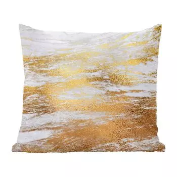 Декоративная подушка MuchoWow, диванная подушка, декоративная подушка для гостиной, 60 x 60 см, мрамор, серый, золотой, чехол на подушку, хлопчатобумажная ткань, декоративные чехлы на подушки, мультиколор
