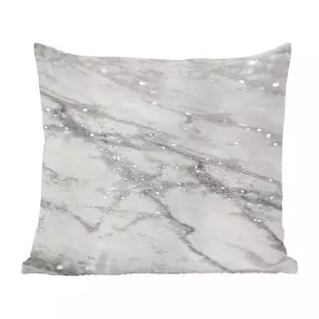 Декоративная подушка MuchoWow, диванная подушка, декоративная подушка для гостиной, 60 х 60 см, мрамор, камень, белый, серый, чехол на подушку, хлопчатобумажная ткань, декоративные чехлы на подушки