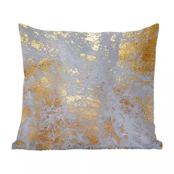 Декоративная подушка MuchoWow, диванная подушка, декоративная подушка для гостиной, 60 х 60 см, мрамор, синий, золотой, люкс, чехол на подушку, хлопчатобумажная ткань, декоративные чехлы на подушки