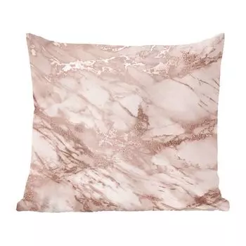 Декоративная подушка MuchoWow, диванная подушка, декоративная подушка для гостиной, 60 х 60 см, мраморный узор, розовый, чехол на подушку, хлопчатобумажная ткань, декоративные чехлы на подушки