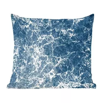 Декоративная подушка MuchoWow, диванная подушка, декоративная подушка для гостиной, 60 х 60 см, мрамор, синий, белый, чехол на подушку, хлопчатобумажная ткань, декоративные чехлы на подушки