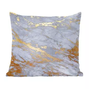 Декоративная подушка MuchoWow, диванная подушка, декоративная подушка для гостиной, 60 х 60 см, мрамор, синий, золотой, чехол на подушку, хлопчатобумажная ткань, декоративные чехлы на подушки, мультиколор