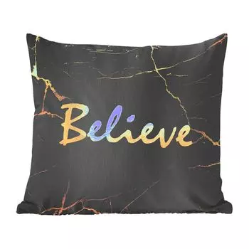 Декоративная подушка MuchoWow Диванная подушка Декоративная подушка для гостиной 60 x 60 см Цитата - Надежда - Золото - Мрамор - Чехол на подушку - Хлопковая ткань - Декоративные наволочки