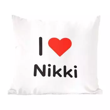 Декоративная подушка MuchoWow, диванная подушка, декоративная подушка для гостиной, 60 х 60 см, I love - Nikki - девушка - чехол на подушку - хлопчатобумажная ткань - декоративные наволочки