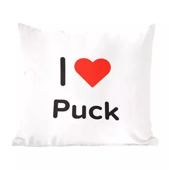 Декоративная подушка MuchoWow, диванная подушка, декоративная подушка для гостиной, 60 x 60 см, I love - Puck - Girl - чехол на подушку - хлопчатобумажная ткань - декоративные наволочки