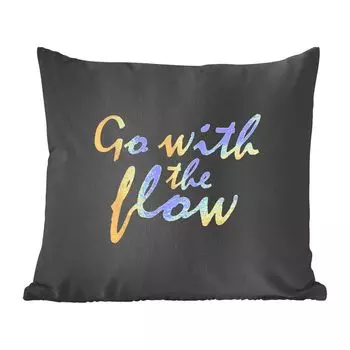 Декоративная подушка MuchoWow Диванная подушка Декоративная подушка для гостиной 60 x 60 см Цитаты - Расслабьтесь - Золотой - Черный - Чехол на подушку - Хлопчатобумажная ткань - Декоративные наволочки
