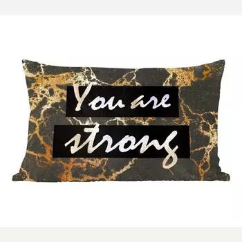 Декоративная подушка MuchoWow Диванная подушка Декоративная подушка для гостиной 60 x 40 см Quote - Power - Мрамор - Золото - Чехлы для подушек - Декоративные чехлы для подушек - Декоративные чехлы для подушек