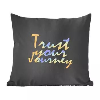 Декоративная подушка MuchoWow Диванная подушка Декоративная подушка для гостиной 60 x 60 см Котировки - Путешествия - Черный - Золото - Чехлы на подушки - Хлопчатобумажная ткань - Декоративные наволочки