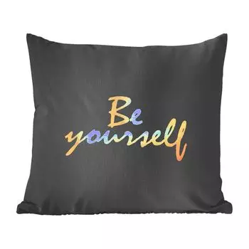 Декоративная подушка MuchoWow, диванная подушка, декоративная подушка для гостиной, 60 х 60 см, цитаты - уверенность в себе - золото - черный - чехол на подушку - хлопчатобумажная ткань - декоративные наволочки