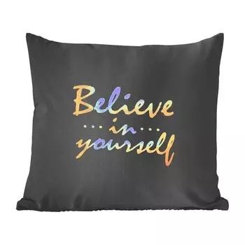 Декоративная подушка MuchoWow Диванная подушка Декоративная подушка для гостиной 50 x 50 см Цитата - Уверенность - Золото - Чехлы на подушки - Украшение - Спальня