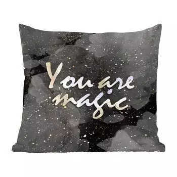 Декоративная подушка MuchoWow Диванная подушка Декоративная подушка для гостиной 60 x 60 см Цитаты - Магия - Золото - Черный - Чехол на подушку - Хлопчатобумажная ткань - Декоративные наволочки
