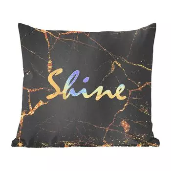 Декоративная подушка MuchoWow Диванная подушка Декоративная подушка для гостиной 60 x 60 см Quote - Блеск - Золото - Мрамор - Чехол на подушку - Хлопчатобумажная ткань - Декоративные наволочки