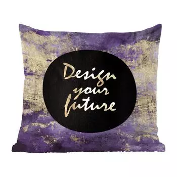 Декоративная подушка MuchoWow, диванная подушка, декоративная подушка для гостиной, 60 x 60 см, цитата - будущее - золото - чехол на подушку - хлопчатобумажная ткань - декоративные наволочки