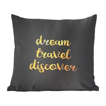 Декоративная подушка MuchoWow Диванная подушка Декоративная подушка для гостиной 60 x 60 см Цитата - Путешествия - Золото - Мрамор - Чехол на подушку - Хлопчатобумажная ткань - Декоративные наволочки