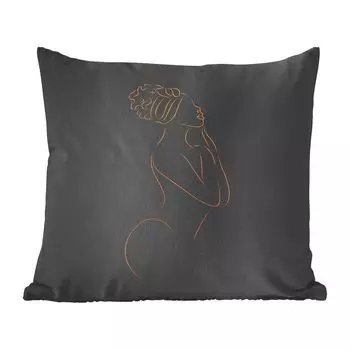 Декоративная подушка MuchoWow, диванная подушка, декоративная подушка для гостиной, 60 х 60 см, женская - шляпа - черный и золотой - чехол на подушку - хлопчатобумажная ткань - декоративные чехлы на подушки