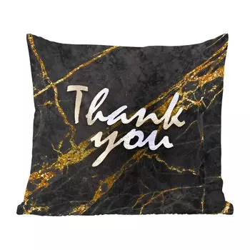 Декоративная подушка MuchoWow, диванная подушка, декоративная подушка для гостиной, 60 х 60 см, цитаты - спасибо - золото - мрамор - чехол на подушку - хлопчатобумажная ткань - декоративные наволочки