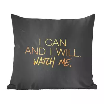 Декоративная подушка MuchoWow, диванная подушка, декоративная подушка для гостиной, 60 х 60 см, цитаты - уверенность в себе - золото - мрамор - чехол на подушку - хлопчатобумажная ткань - декоративные чехлы на подушки