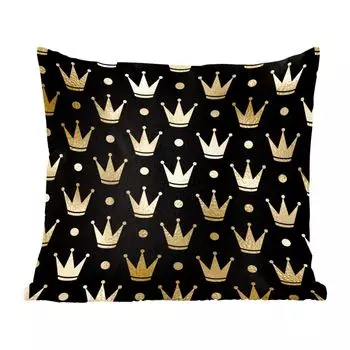 Декоративная подушка MuchoWow Диванная подушка Декоративная подушка для гостиной 45 x 45 см Узор - Корона - Золото - Чехлы на подушки - Декоративные чехлы на подушки - Декоративные чехлы на подушки
