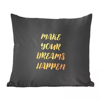 Декоративная подушка MuchoWow, диванная подушка, декоративная подушка для гостиной, 60 х 60 см, цитаты - мечта - золото - мрамор - чехол на подушку - хлопчатобумажная ткань - декоративные наволочки, мультиколор