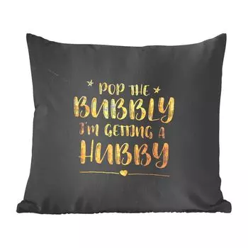 Декоративная подушка MuchoWow, диванная подушка, декоративная подушка для гостиной, 60 x 60 см, цитаты - будущая невеста - золото - мрамор - чехол на подушку - хлопчатобумажная ткань - декоративные наволочки