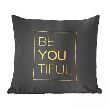 Декоративная подушка MuchoWow, диванная подушка, декоративная подушка для гостиной, 60 x 60 см, цитаты - мотивация - золото - мрамор - чехол на подушку - хлопковая ткань - декоративные наволочки, мультиколор